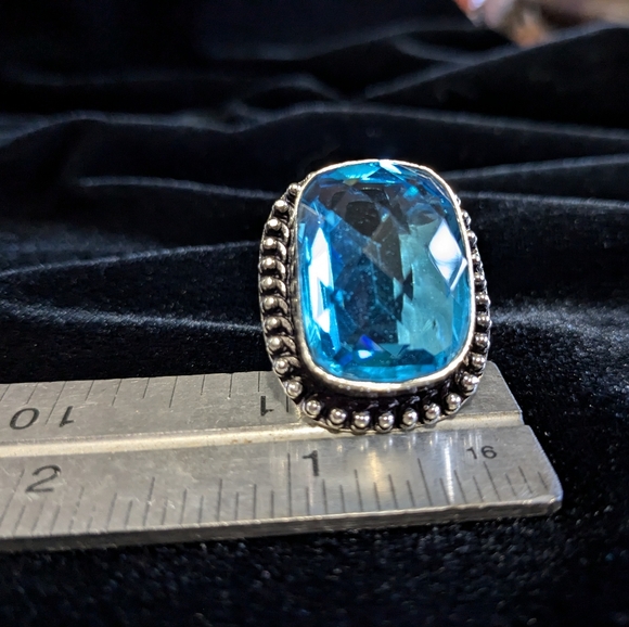 SOLD! Handcrafted Blue Topaz Boho Ring (Lab created) - Picture 7 of 16